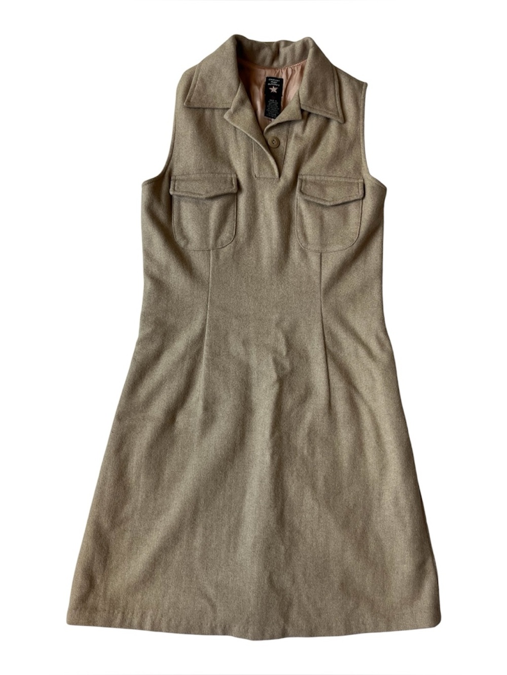 VINTAGE AMERICAN EAGLE WOOL JUMPER DRESS TAN BROWN SIZE 0